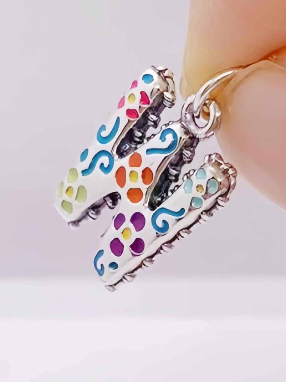 James Avery Enamel Consuela Floral Initial Charm